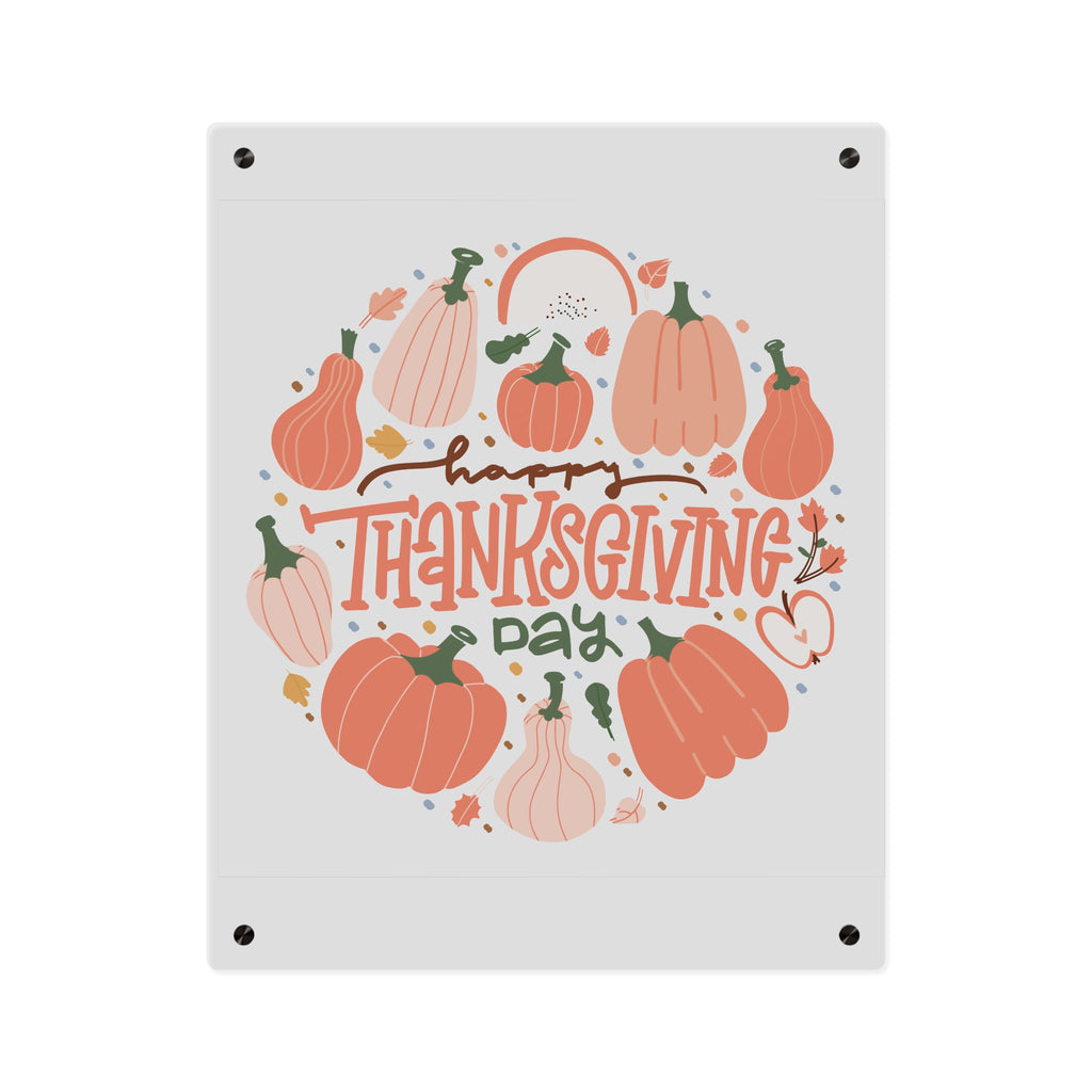 Happy Thanksgiving Acrylic Wall Art Panel — Peachy Pumpkin Patch