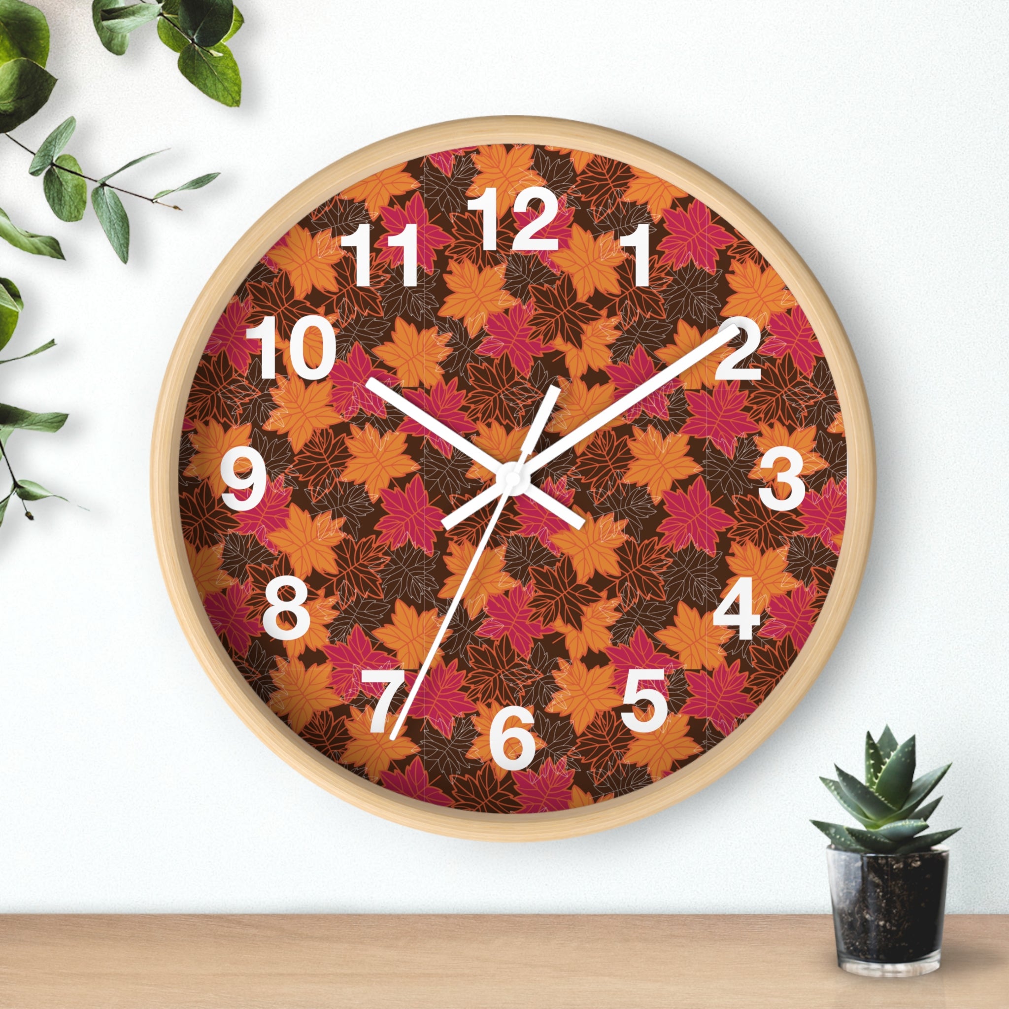 Seasonal Themed Wall Clock - Fall Leaves