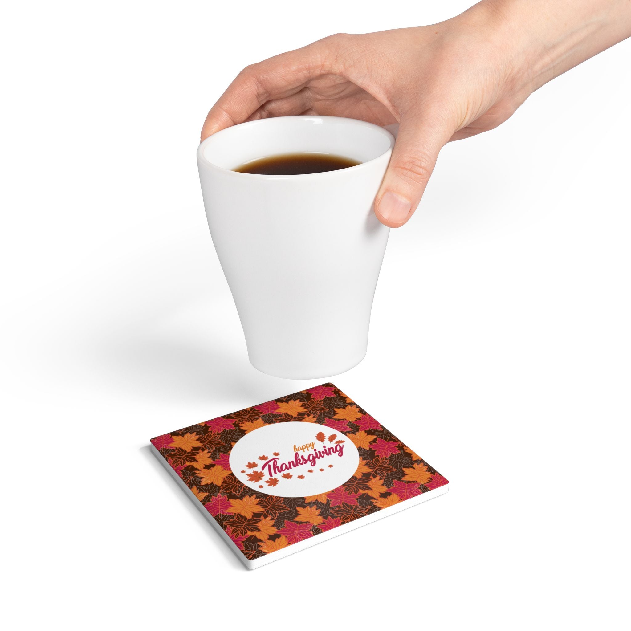 Thanksgiving Ceramic Coaster - Fall Leaves