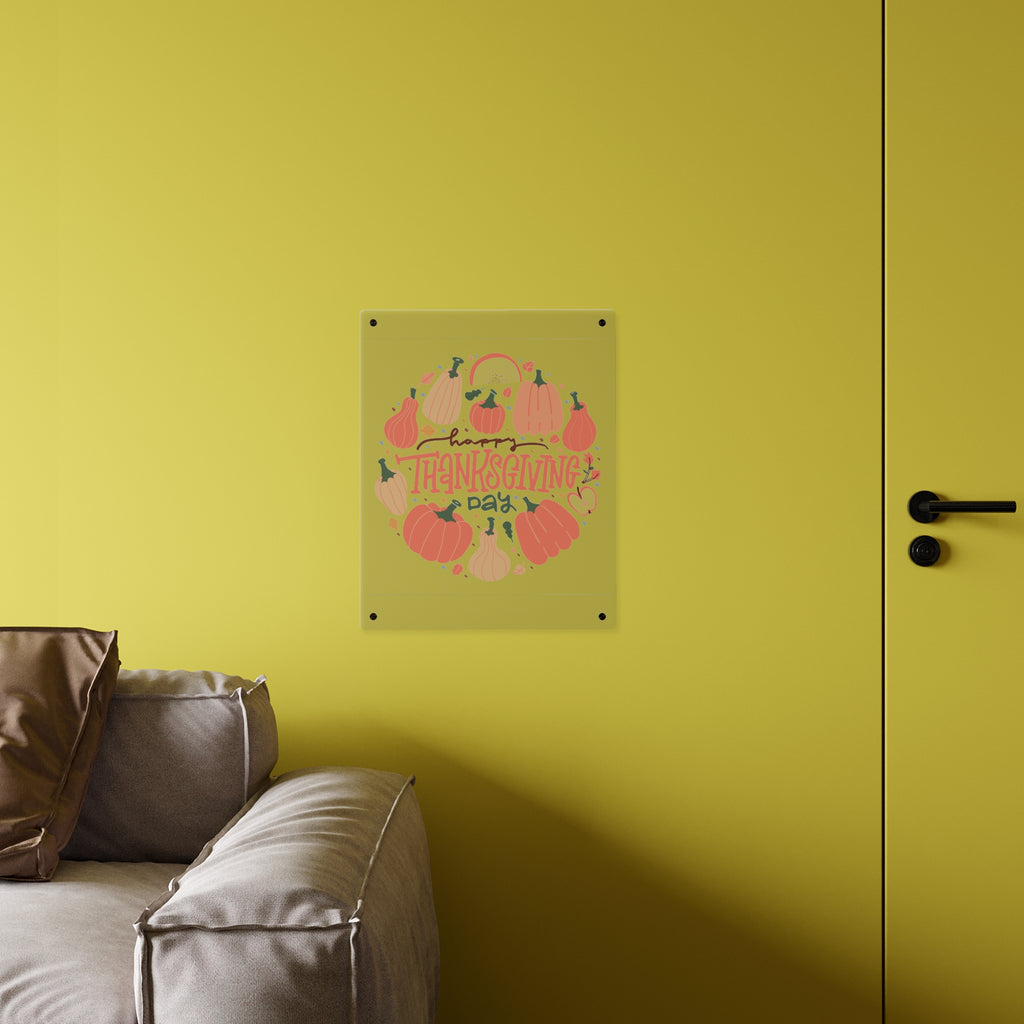 Happy Thanksgiving Acrylic Wall Art Panel — Peachy Pumpkin Patch
