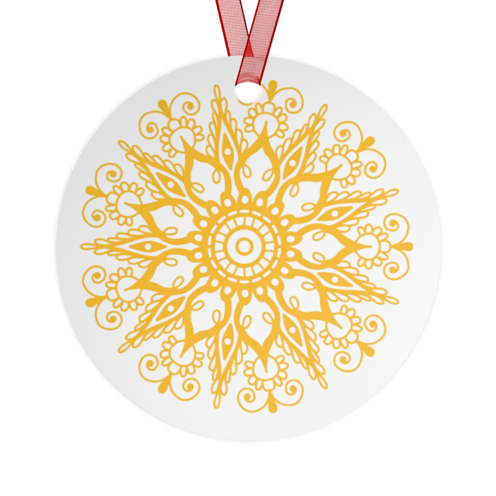 Elegant Gold Mandala Patterned Metal Ornament for Christmas