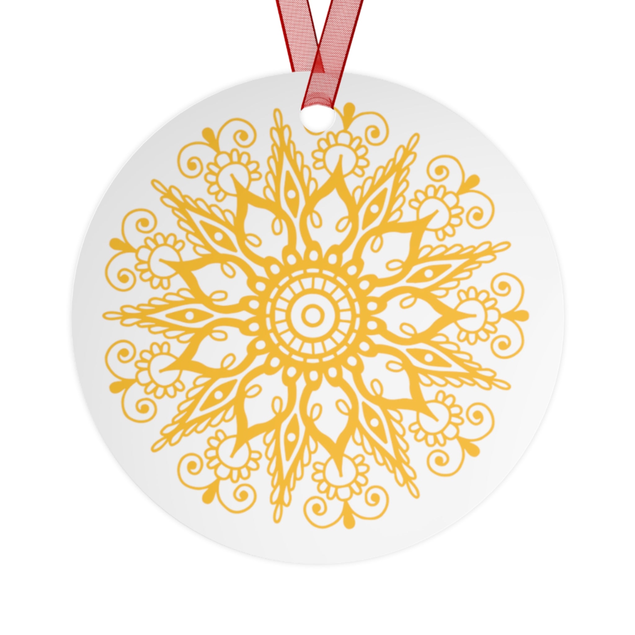 Elegant Gold Mandala Patterned Metal Ornament for Christmas