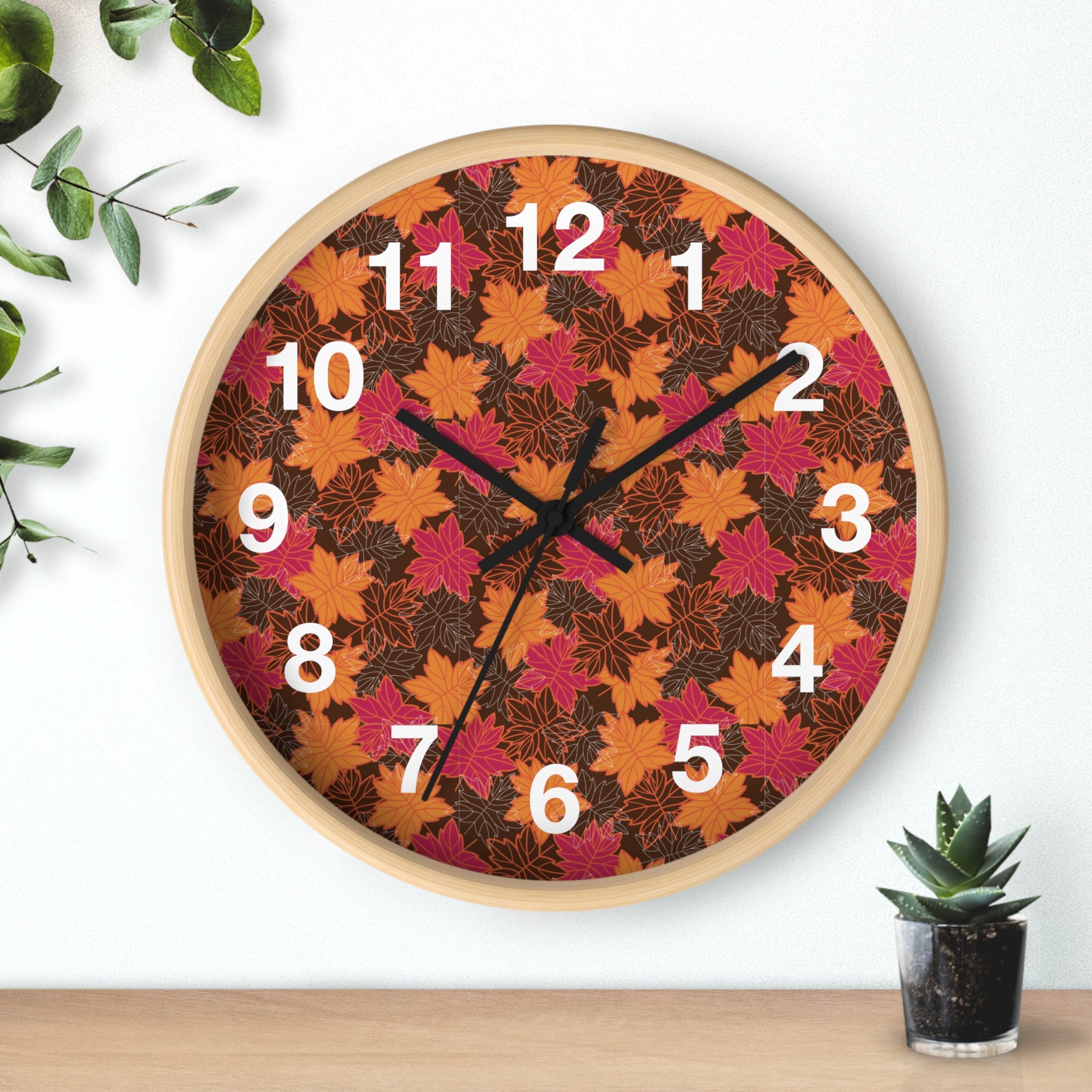 Seasonal Themed Wall Clock - Fall Leaves