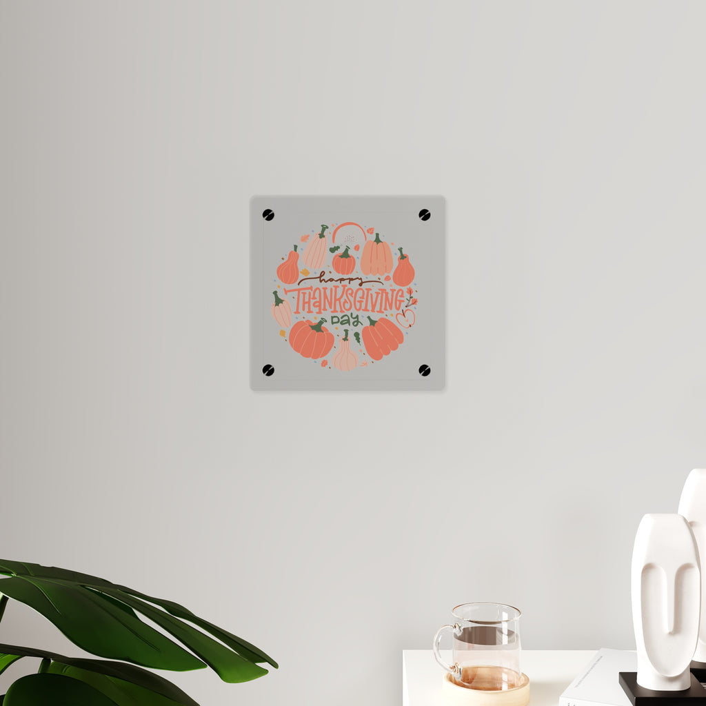 Happy Thanksgiving Acrylic Wall Art Panel — Peachy Pumpkin Patch