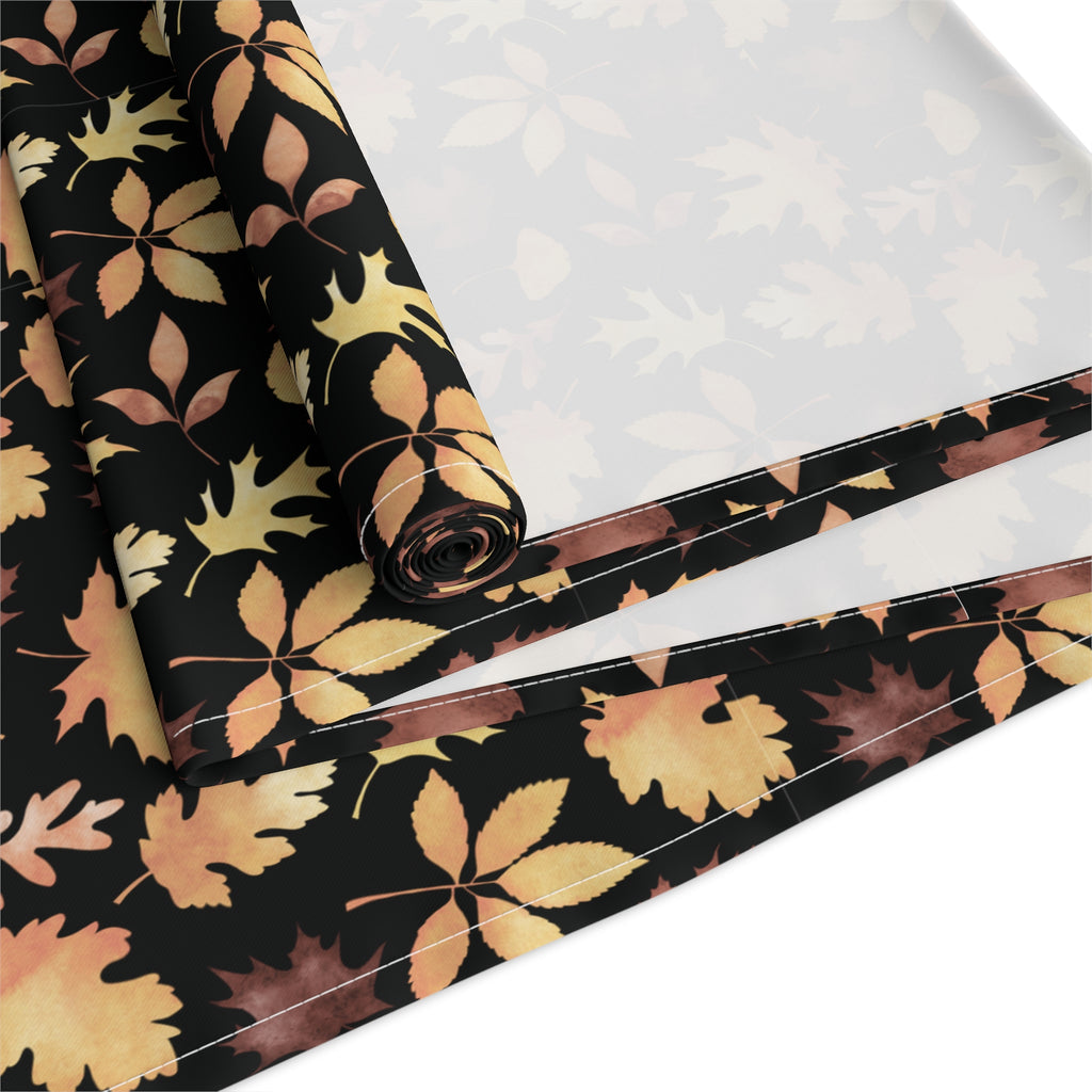 Thanksgiving Table Runner - Black and Multicolor Tiny Seasonal Leaves
