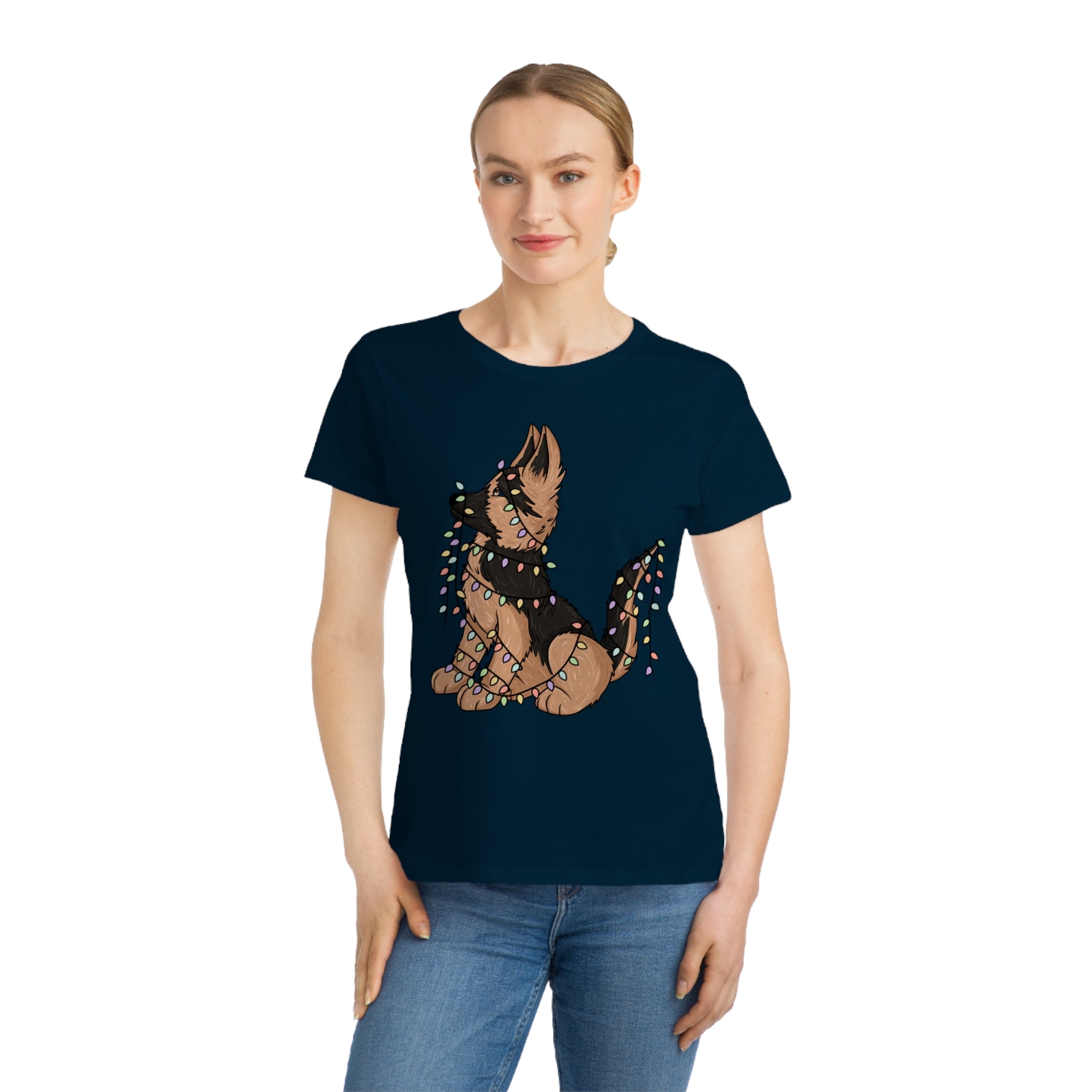 Organic Women's Tee Shirt - Christmas German Shepherd