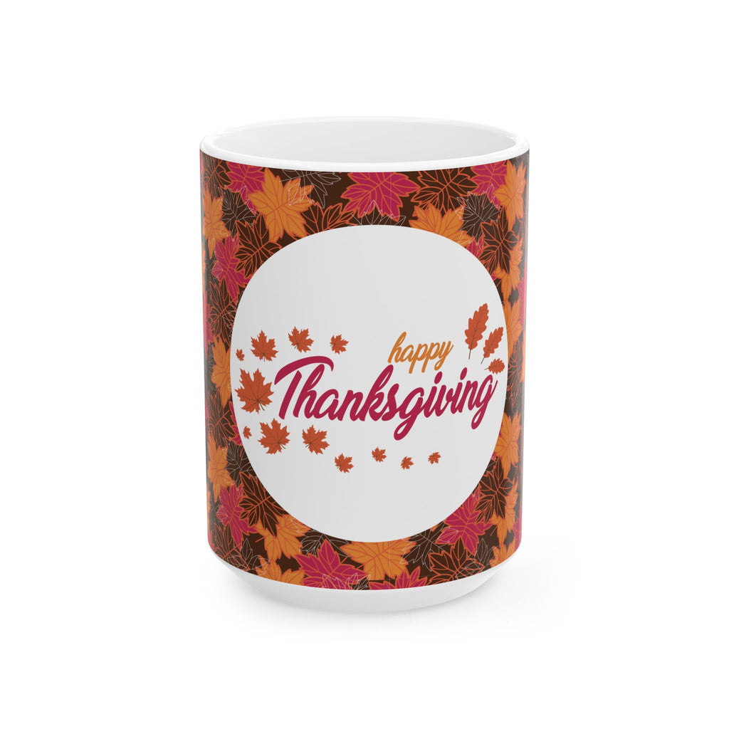 Thanksgiving Ceramic Mug - Fall Leaves Design (11oz & 15oz)