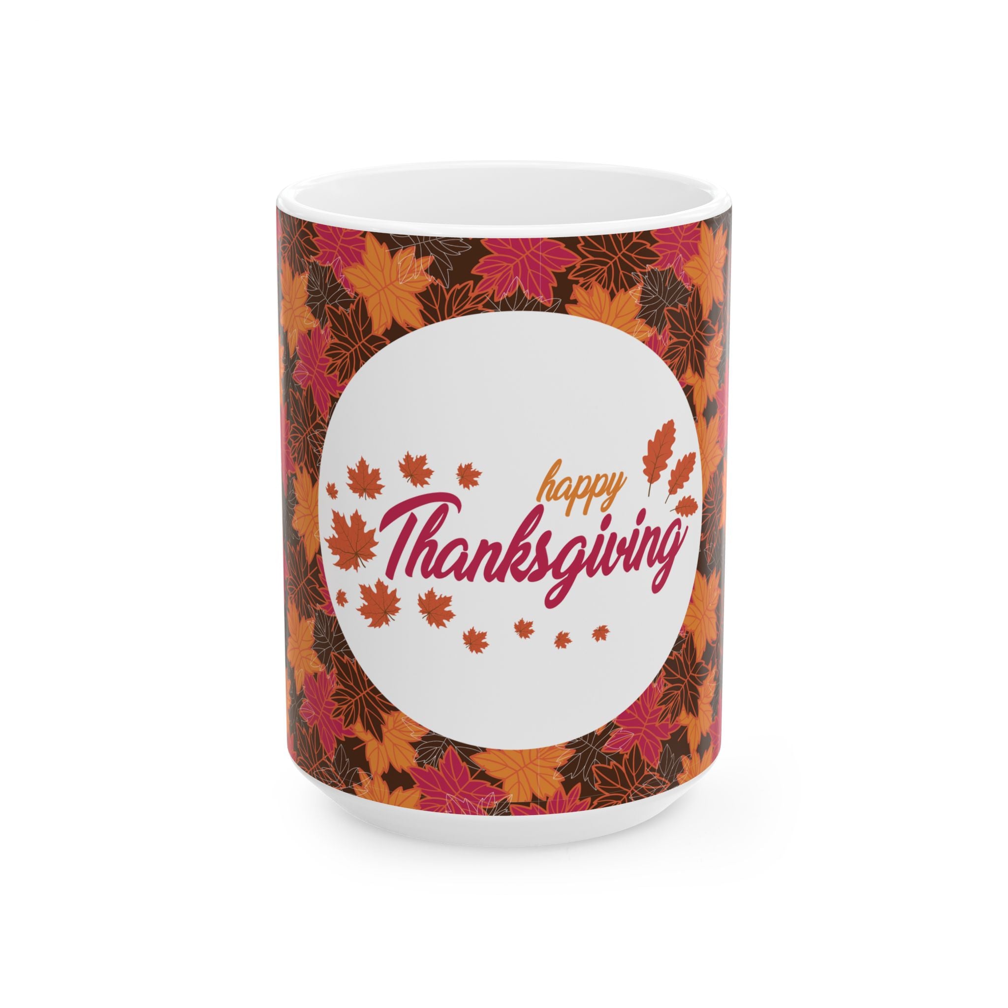 Thanksgiving Ceramic Mug - Fall Leaves Design (11oz & 15oz)