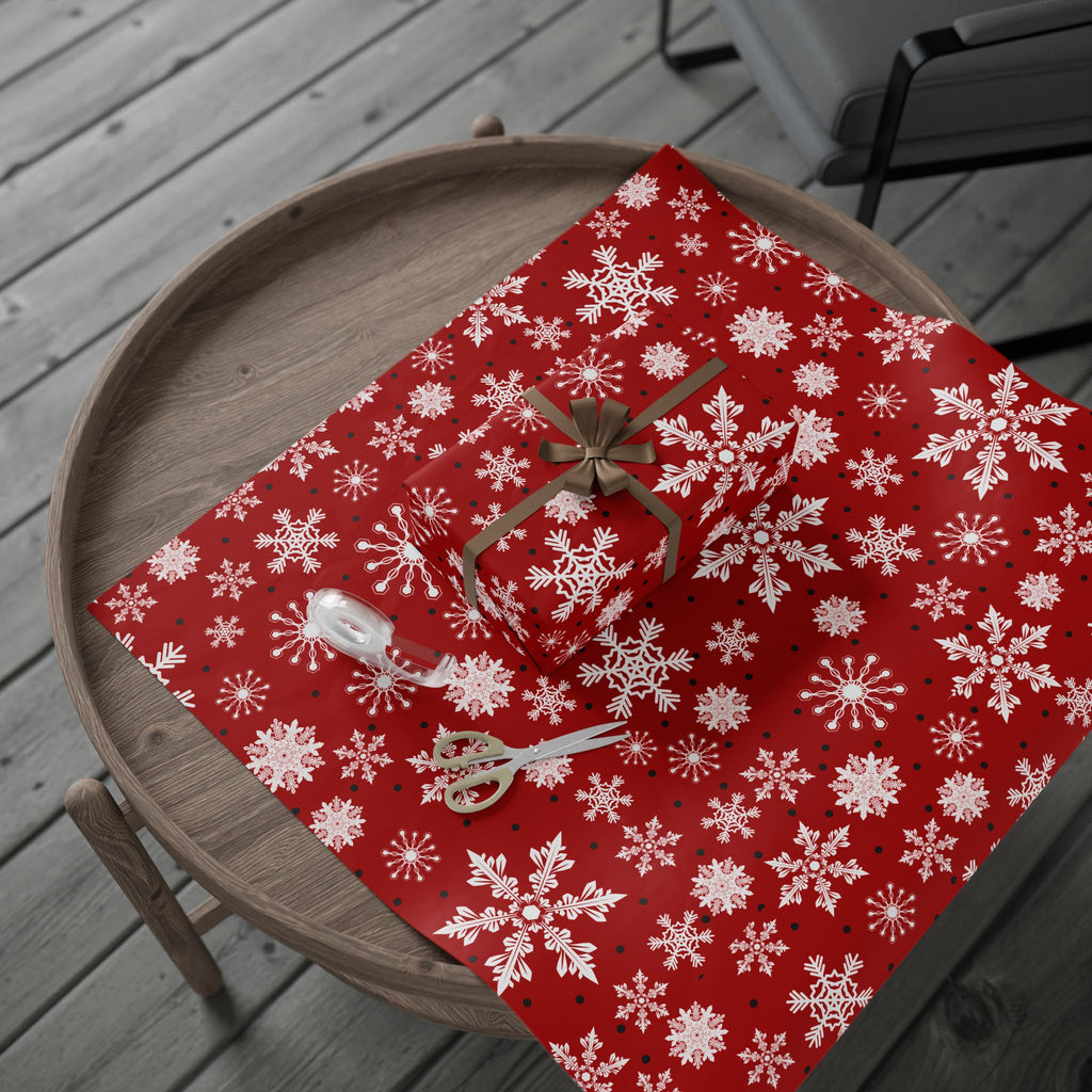 Christmas Gift Wrap Roll - Red/White Snowflakes