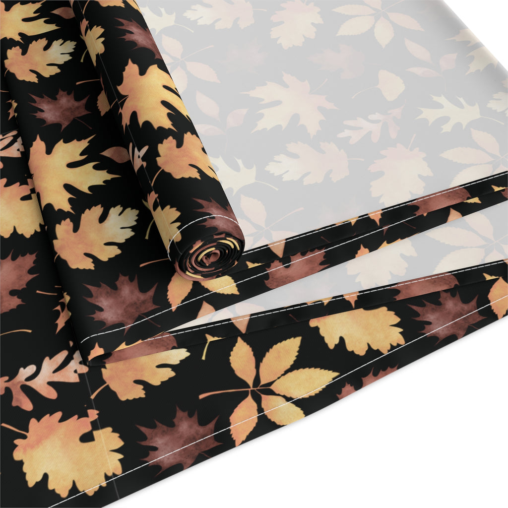 Thanksgiving Table Runner - Black and Multicolor Tiny Seasonal Leaves