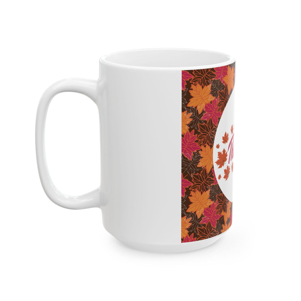 Thanksgiving Ceramic Mug - Fall Leaves Design (11oz & 15oz)