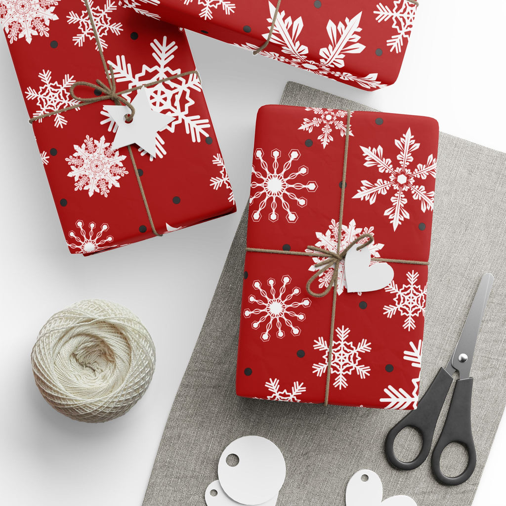 Christmas Gift Wrap Roll - Red/White Snowflakes
