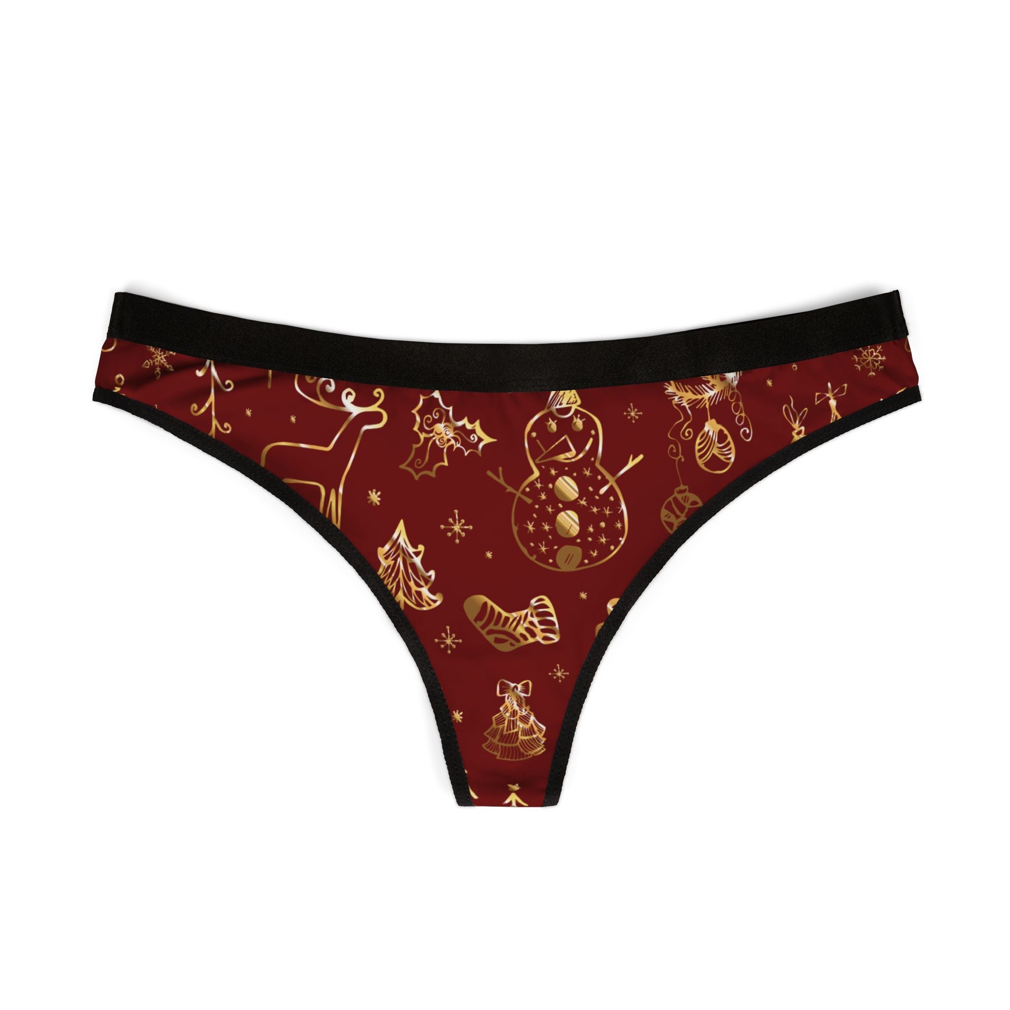 Red and Gold Christmas Pattern Thong